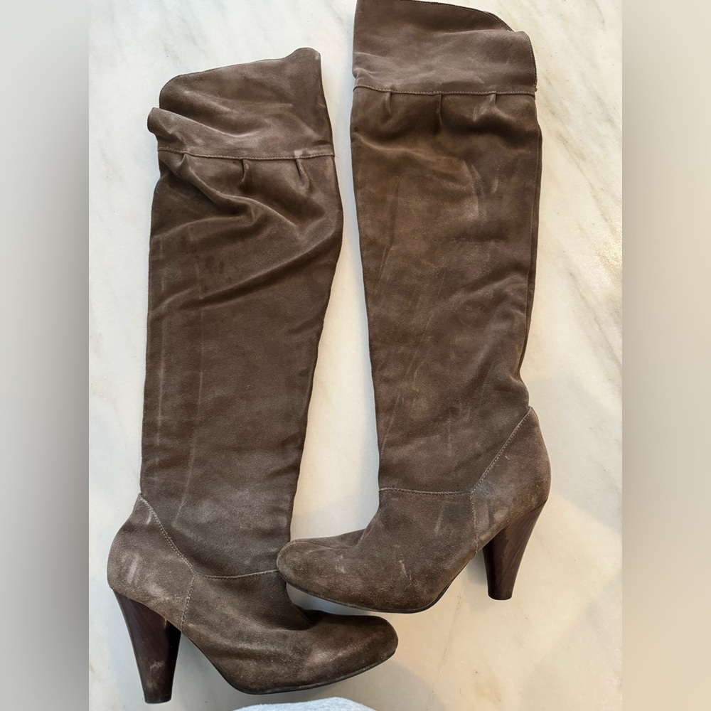 Over the knee grey heeled boots  - Sz 8
